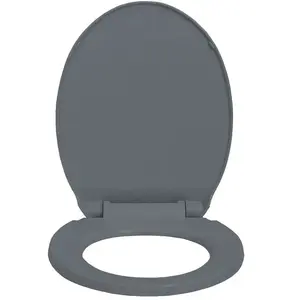 Helloshop26 Siège de toilette ovale fermeture en douceur - Gris pas cher