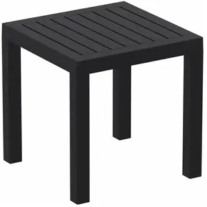 DÉCOSHOP26 Petite table de jardin en plastique noir résistante aux int... pas cher