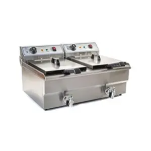 Comparateur de prix : Helloshop26 Friteuse acier inox 2 bacs 16 litres cuve et resistance amovible robinet vidange 380 v professionnelle
