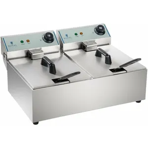 Comparateur de prix : HELLOSHOP26 Friteuse acier inox 2 bacs 10 litres cuve amovible professionnelle