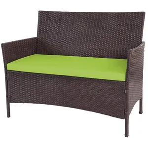 DÉCOSHOP26 Banc de jardin banquette en polyrotin marron chiné avec cou... pas cher
