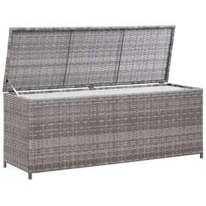 Comparateur de prix : HELLOSHOP26 Coffre boîte meuble de jardin rangement 120 x 50 x 60 cm resine tressee gris