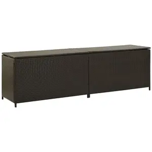 Comparateur de prix : HELLOSHOP26 Coffre boîte meuble de jardin rangement resine tressee 200 x 50 x 60 cm marron