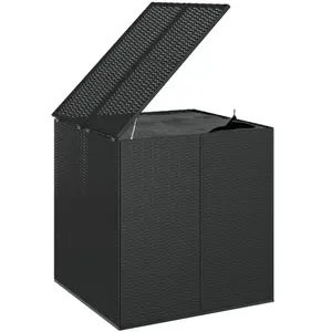 Comparateur de prix : HELLOSHOP26 Boîte a coussins coffre de rangement de jardin resine tressee 100 x 97,5 x 104 cm noir