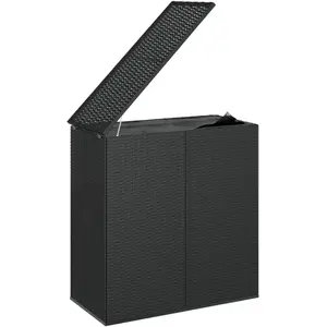 Comparateur de prix : HELLOSHOP26 Boîte a coussins coffre de rangement de jardin resine tressee 100 x 49 x 103,5 cm noir