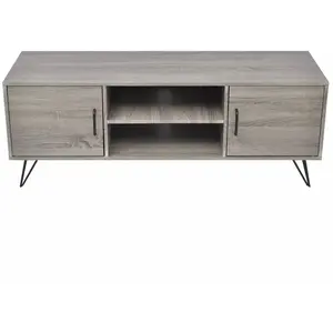 HELLOSHOP26 Meuble tele buffet tv television design pratique 120 cm gris
