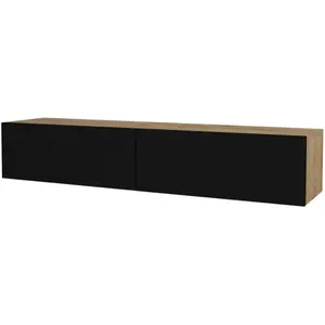 Helloshop26 Meuble TV - Effet chene et noir - Rectangulaire - Classique - Intemporel pas cher