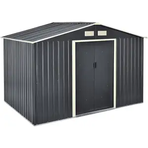 HELLOSHOP26 Abri de jardin 277x191x192 cm toit a pignon tôles en acier galvanisees... pas cher