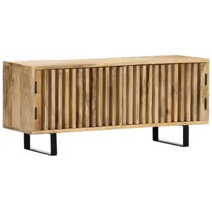 HELLOSHOP26 Meuble tele buffet tv television design pratique 90 cm bois de manguier massif 2502020 pas cher