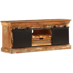HELLOSHOP26 Meuble tele buffet tv television design pratique 110 cm bois de recuperation massif pas cher