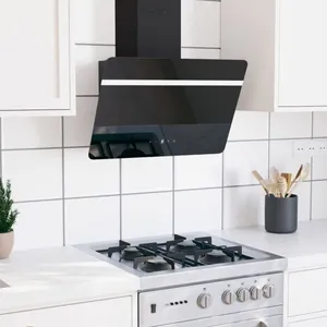 VIDAXL VX - Hotte murale 60 cm Acier et verre trempé Noir pas cher