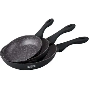HAUSSMANN heritage Set 3 Poêles en Pierre 20/24/28 cm ,Haute qualités antiadhésif Compatible Tous Feux 100% Induction pas cher