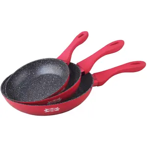 HAUSSMANN HERITAGE Set 3 Poêles 20/24/28 cm - Revêtement Type Pierre - Tous Feux Dont Induction - sans PFOA(Rouge pas cher
