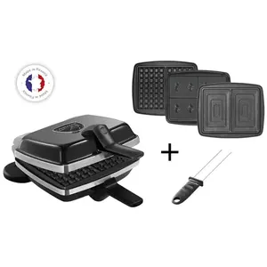 Comparateur de prix : Croque-gaufre-gaufrettes 3 plaques 1000w noir Lagrange 039624