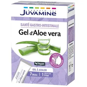 Comparateur de prix : JUVAMINE GEL D'ALOE VERA Santé Gastro-Intestinale 7 sticks de gel à av...