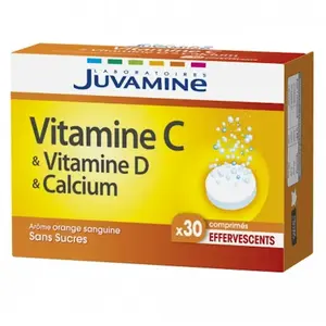 Comparateur de prix : Juvamine Vitamine C & Vitamine D & Calcium 30 comprimés effervescents