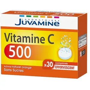 Comparateur de prix : Juvamine Vitamine C 500 Orange Sans Sucres Effervescents 30 comprimés