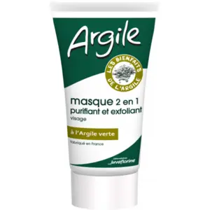 Juvaflorine Argile Masque 2 en 1 Purifiant et Exfoliant à l'Argile Verte 70 g pas cher