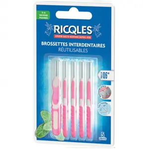 Ricqles Brossettes Interdentaires Réutilisables 0,6mm 5 unités pas cher