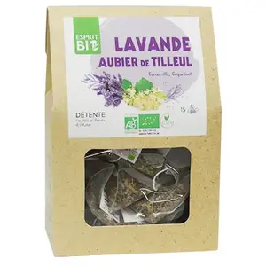Esprit Bio Détente Lavande Aubier de Tilleul à Infuser 15 PyramidesVendu paratida-santediscount