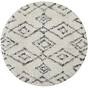 Tapis de bain rond diam.70 cm, noir et beige, Future Home Ethno pas cher