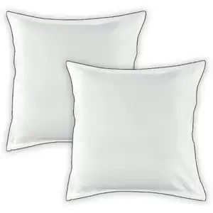 Future Home Lot de 2 taies d'oreiller unies coton finition bourdon blanc 65x65cm pas cher
