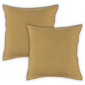 Future Home Lot de 2 taies d'oreiller unies coton finition bourdon miel 65x65cm pas cher