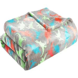 Plaid - FUTURE HOME - Dino - 100% polyester - 130x150cm - Couleur Gris pas cher