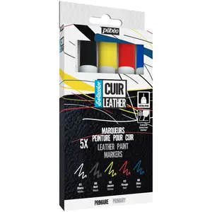 Non communiqué Couleurs Pour Textiles Pebeo Set X5 Primaire - Setacolor Cuir Marqueur Set X5 Primaire - Setacolor Cuir Marqueur pas cher