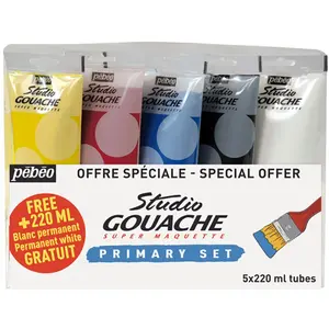 Pébéo Gouache Studio 220 ml x 5 Couleurs primairesVendu paramazon