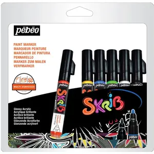 Comparateur de prix : Pebeo Coffret Skrib Marqueur peinture acrylique - Classique - 6 marqueurs