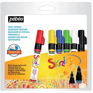 Marqueur peinture gouache - PEBEO - SKRIB - 6 marqueurs - Opaque - ClassiqueVendu paramazon