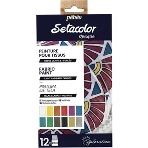 Comparateur de prix : Pebeo SET EXPLORATION SETACOLOR MOIRE - 12 FLACONS ASSORTIS 20 ML Pébéo
