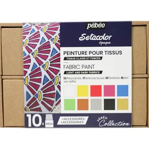 Comparateur de prix : Pebeo Peinture tissu - Setacolor - Coffret collection n°1 - 10x45ml