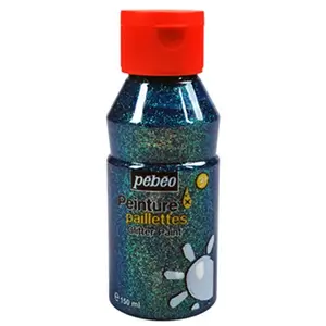 Comparateur de prix : Pébéo Peinture paillettée - Turquoise 150 ml - couleur 804