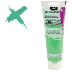 Comparateur de prix : Peinture acrylique - PEBEO - DecoCrème - Vert tropical - 120 ml - Finition Mat