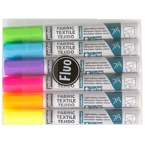 Comparateur de prix : Pébéo Marqueur textile Tissus clairs 7A Set fluo 6 couleurs