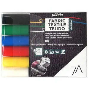 Comparateur de prix : PEBEO Feutres textiles Pébéo 7A - Multicolore - 6 pcs - Opaque - Indélébile