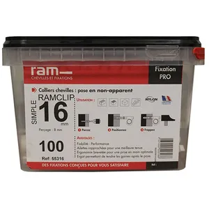 Ram - Seau De 100 Clip Blanc Simple Ø16 Pour Fixer Les Gaines Souples pas cher