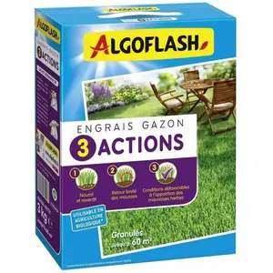 Comparateur de prix : Engrais Gazon - ALGOFLASH NATURASOL - 3 Actions - 3 kg