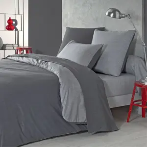 Housse de couette bicolore fines rayures en polyester, VAGUE Origin pas cher