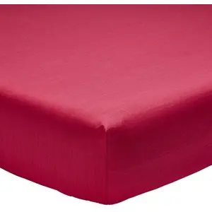 ORIGIN Écorce Drap Housse, Bambou, Rouge, 140 x 190 cm pas cher