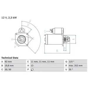 Comparateur de prix : BOSCH Démarreur pour FORD: Transit/Tourneo (Ref: 0 986 020 181)