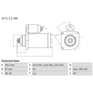 Comparateur de prix : Bosch Démarreur, 12 V, par ex. pour VW, Seat, Audi, Skoda