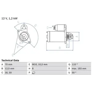 BOSCH Démarreur pour NISSAN: Primera, Almera, Sunny, Almera Tino (Ref: 0 986 017 661) pas cher