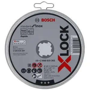 Comparateur de prix : Disque Standard X-Lock Inox BOSCH 125x1 plat - Boîte de 10 - 2608619267