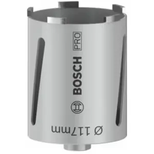Comparateur de prix : Bosch 2608587329 Couronne de forage à sec diamantée G 1/2" 117 mm 150 mm 6 segments 7 mm