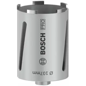 Comparateur de prix : Bosch 2608587328 Couronne de forage à sec diamantée G 1/2" 107 mm 150 mm 6 segments 7 mm