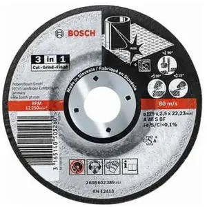 Comparateur de prix : Bosch Disque de coupe 3 en 1 A 46 S BF, 115 mm, 22,23 mm, 2,5 mm Bosch