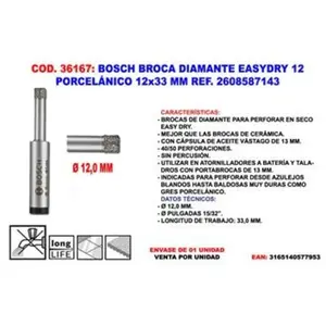 Comparateur de prix : Bosch Foret diamanté à sec Easy Dry Best for Ceramic ø 12 BOSCH 2608587143